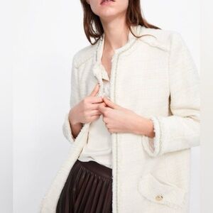Zara Tweed Jacket in White